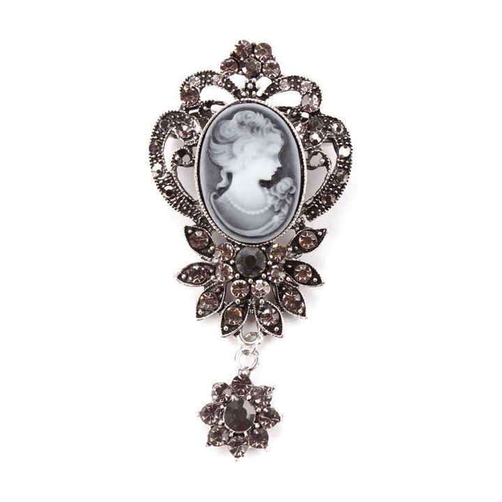 Broche de flores con camafeo antiguo para mujer