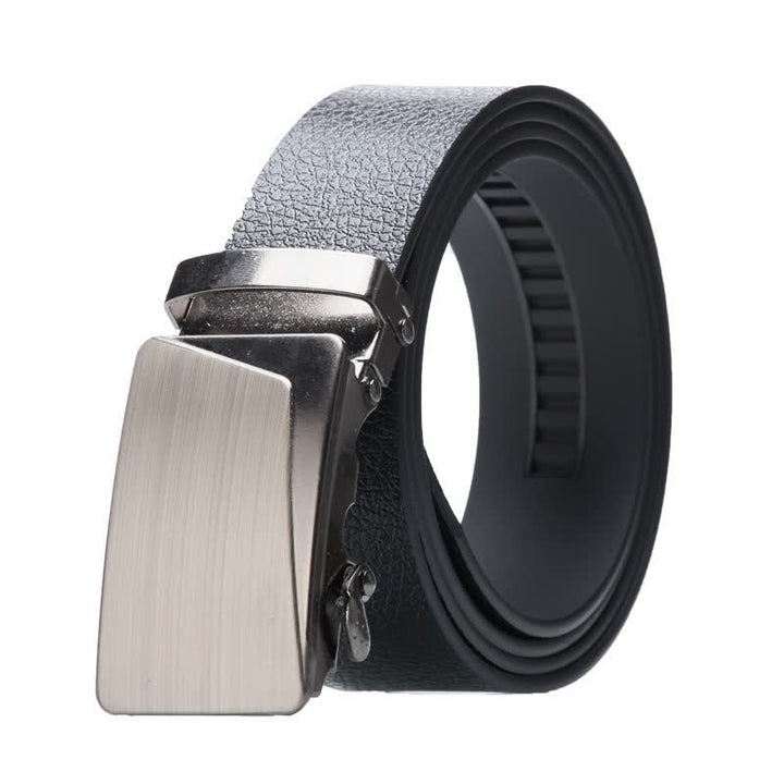 Cinturón de cuero negro con hebilla automática para hombre