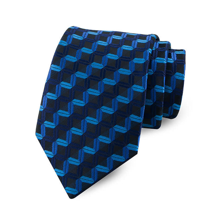 Corbata de hombre con geometría innovadora en azul oscuro