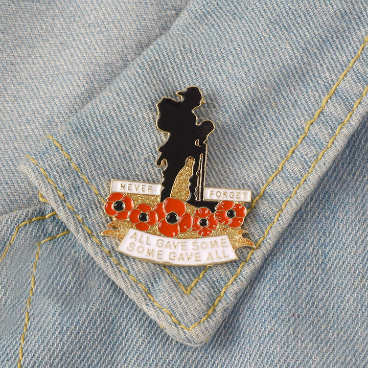 Broche unisex con amapola de soldado británico en memoria