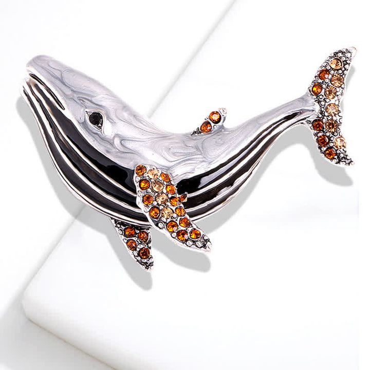 Broche de esmalte con forma de ballena del tesoro para mujer