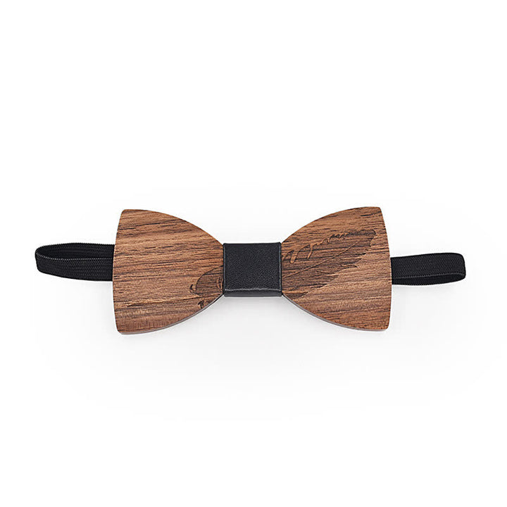 Juego de 2 pajaritas de madera con grabado de plumas para hombre