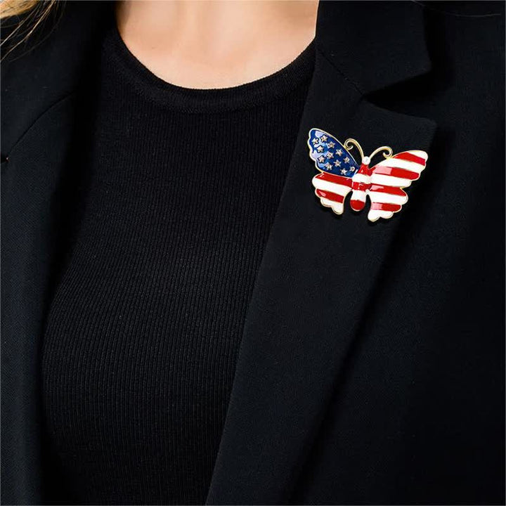 Broche de mariposa con bandera estadounidense para hombre
