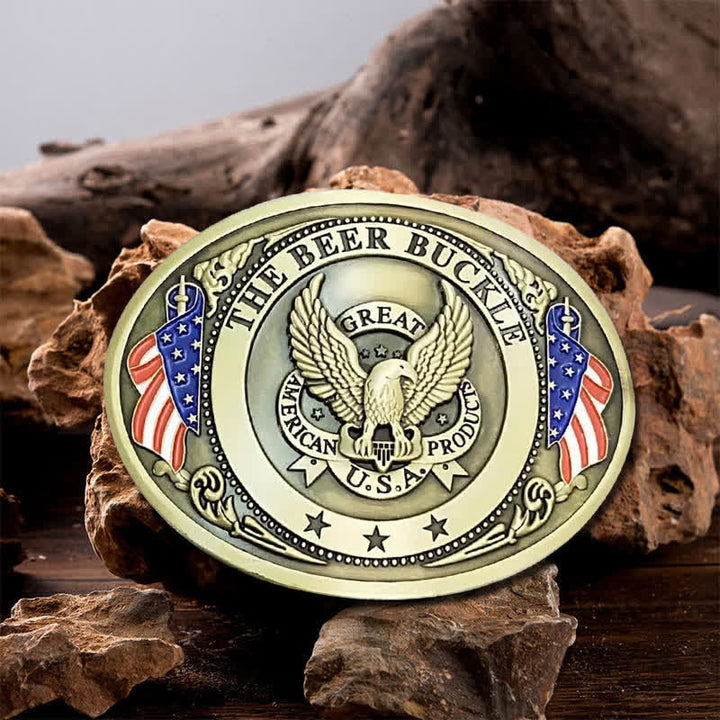 Cinturón de cuero con hebilla para hombre, diseño creativo con bandera de EE. UU. UU. y aguila