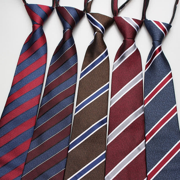 Corbata de rayas con cremallera británica para hombre