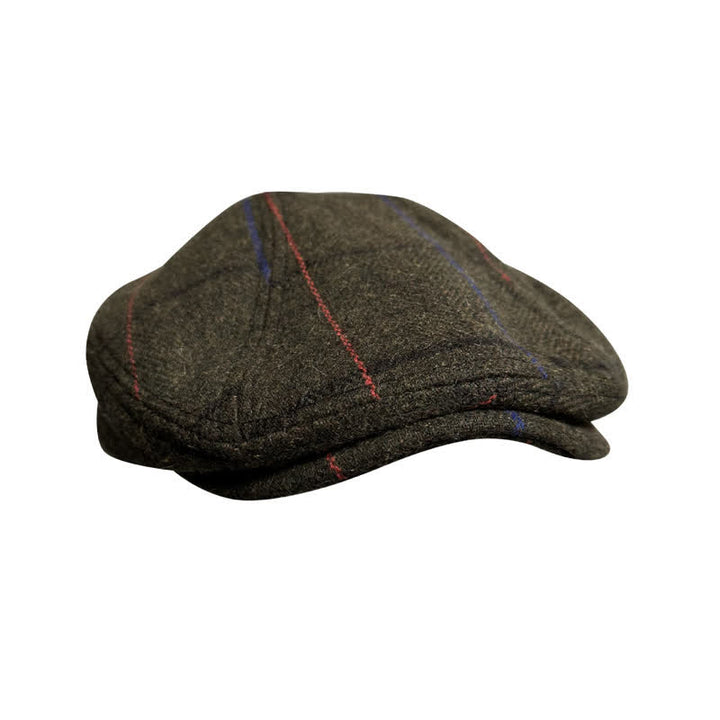 Boina vintage con rayas naranjas y azul oliva