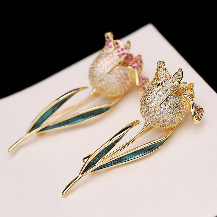 Broche de tulipán Deep Love para mujer