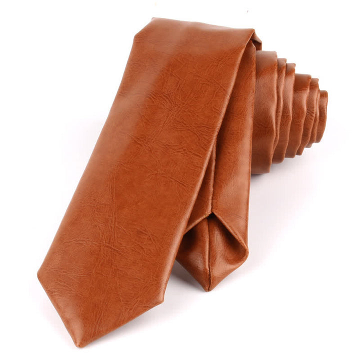 Corbata informal estrecha de cuero sintético para hombre