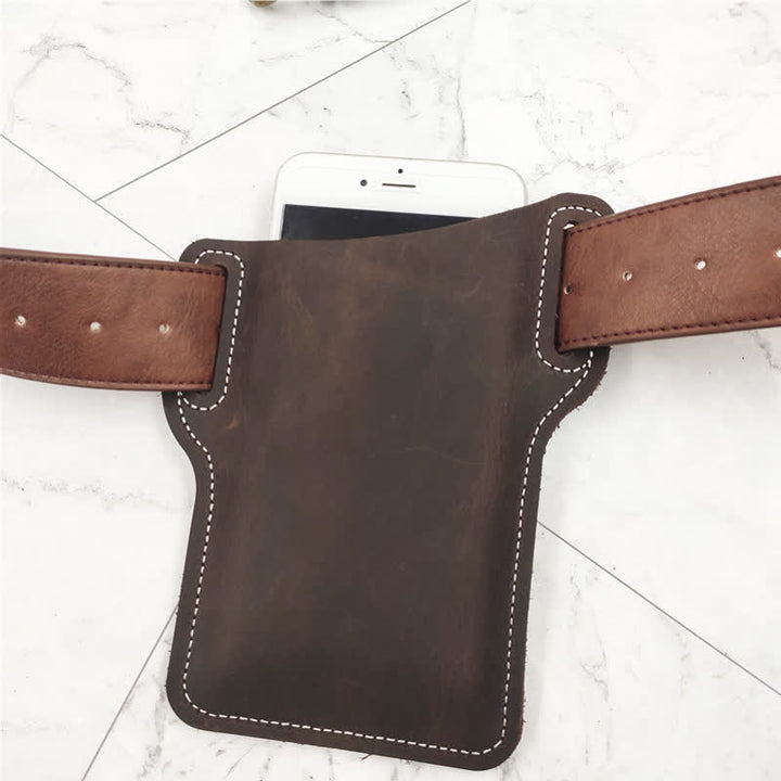 Funda de cuero para teléfono móvil con correa para el cinturón