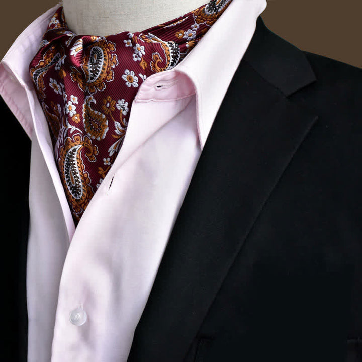 Corbata de cachemira con estampado floral de Ascot para caballeros de DarkRed Leisure Prom
