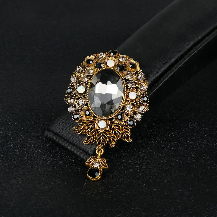 Broche de gota de agua de cristal redondo de Boheimia para mujer