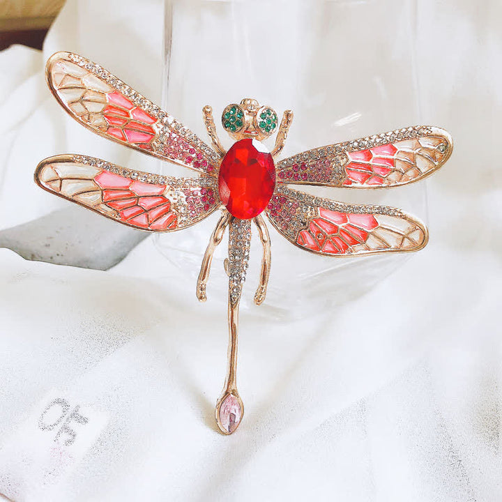 Broche de diamantes de imitación con forma de libélula de lujo para mujer