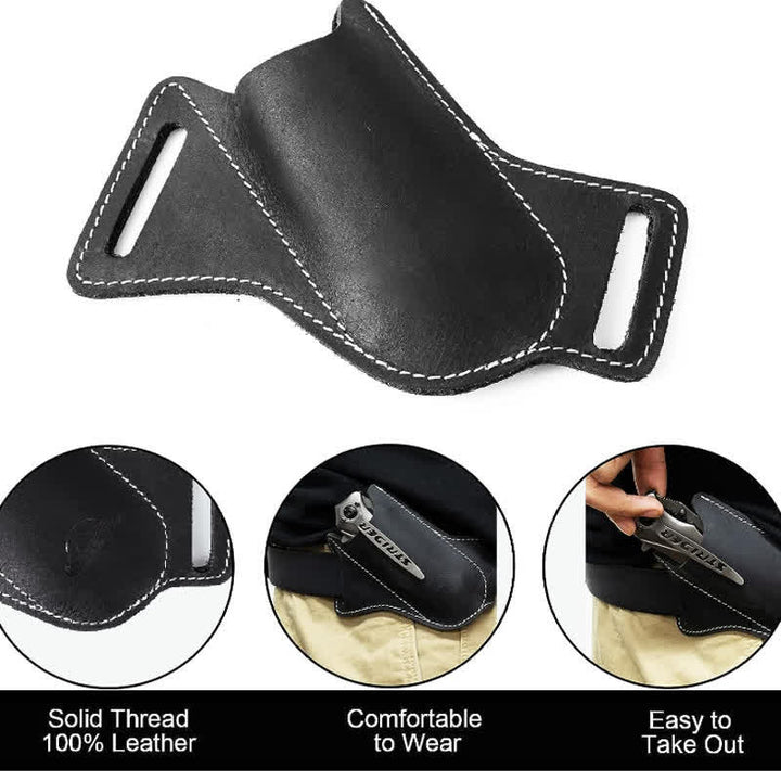 Funda de cuero para cuchillo plegable EDC, funda para cinturón