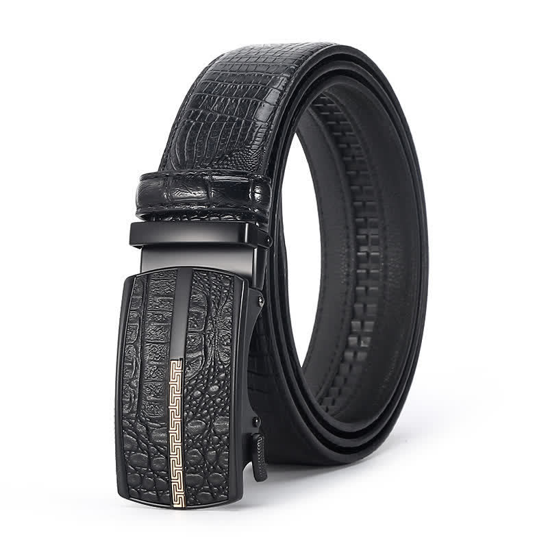 Cinturón de cuero con estampado de piel de cocodrilo de lujo para hombre