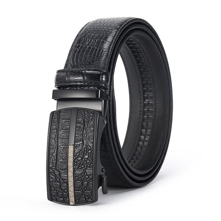 Cinturón de cuero con estampado de piel de cocodrilo de lujo para hombre