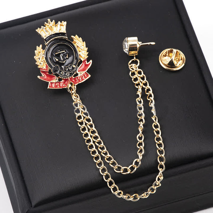 Broche de cadena con ancla con corona real para hombre