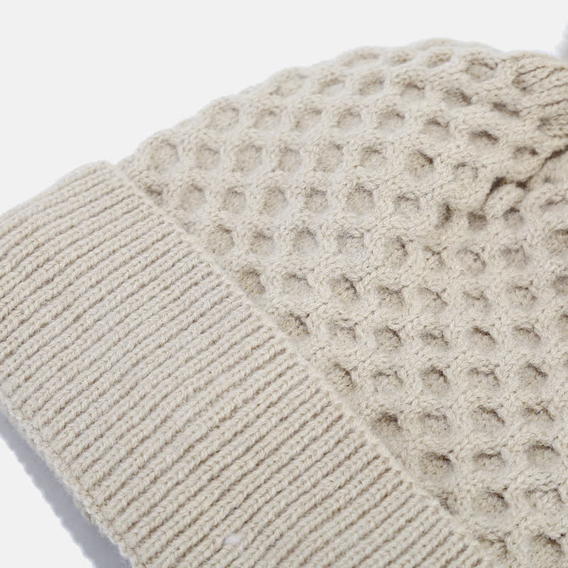 Conjunto de 3 guantes y gorro de punto cruzado para mujer