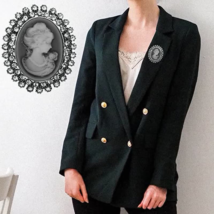 Broche victoriano de belleza con camafeo ovalado para mujer