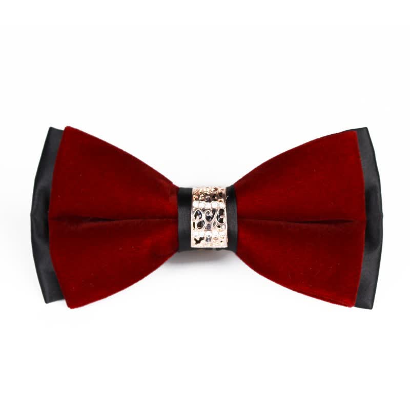 Pajarita de terciopelo con parches de diamantes de imitación para hombre