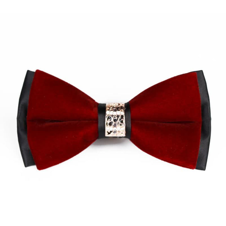 Pajarita de terciopelo con parches de diamantes de imitación para hombre