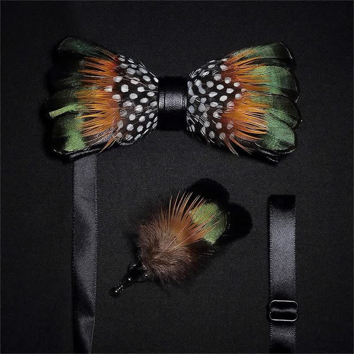 Colección de pajaritas clásicas de plumas verdes