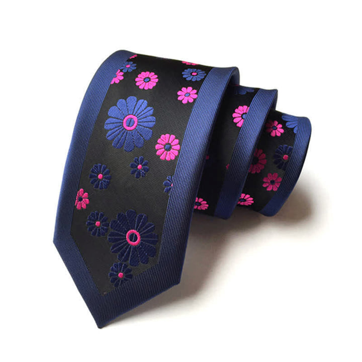 Corbata estrecha con estampado floral de margaritas para hombre