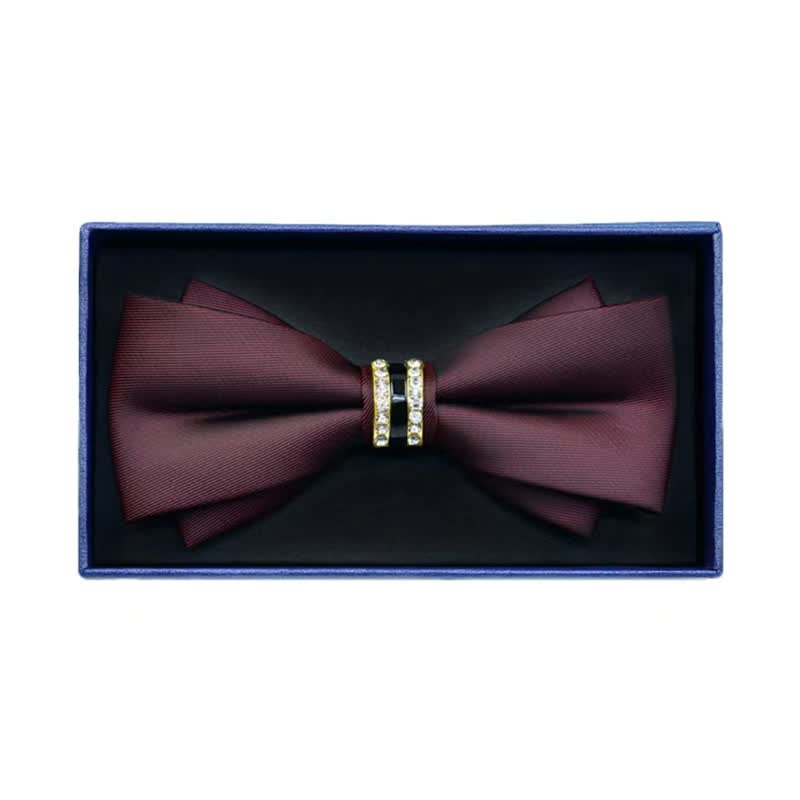Pajarita de metal mate con diamantes de imitación para hombre