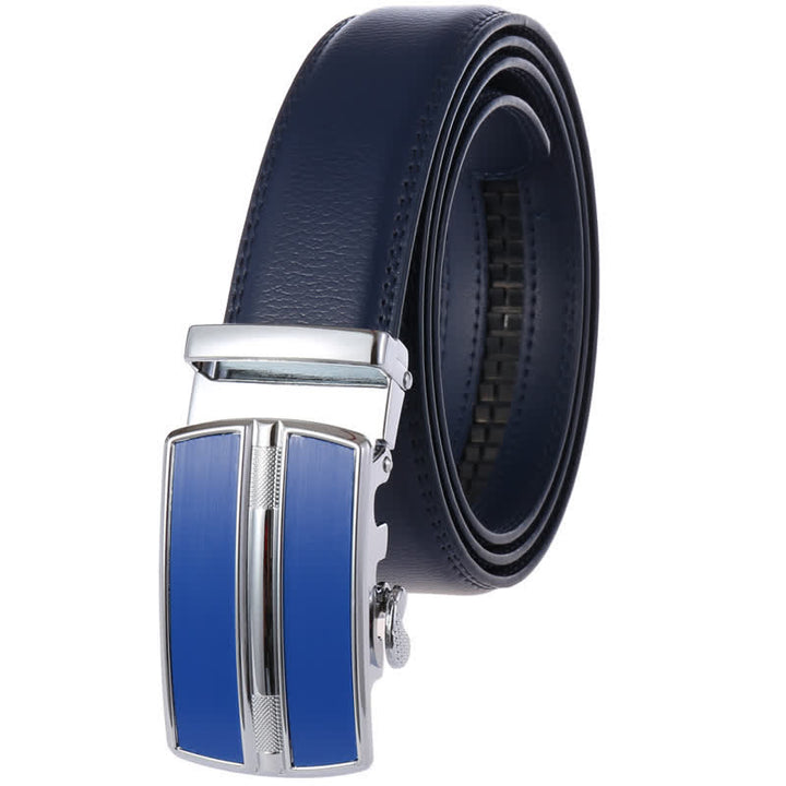 Cinturón de cuero con hebilla automática hueca simple para hombre