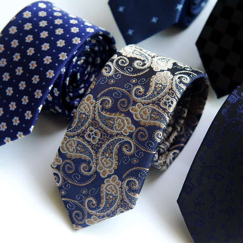 Corbata de cachemira exótica azul marino para hombre