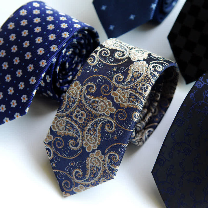 Corbata de cachemira exótica azul marino para hombre