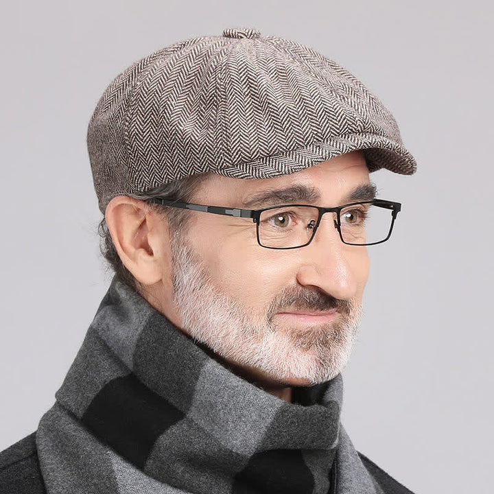 Boina octogonal con diseño de espiga versátil para hombre