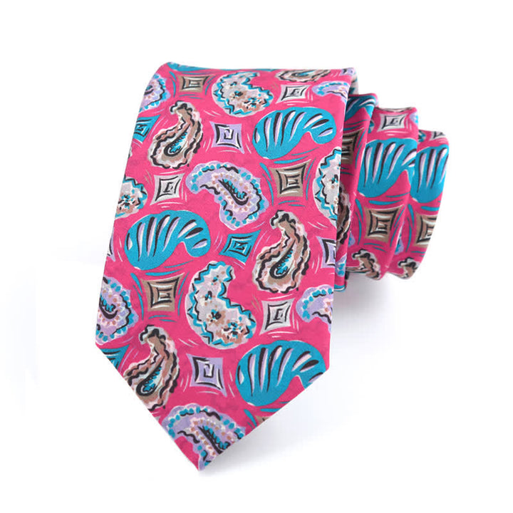 Corbata para hombre con estampado de cachemira rosa y azul