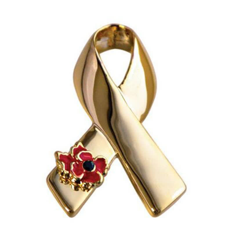 Broche unisex con forma de amapola con lazo para concienciar sobre enfermedades
