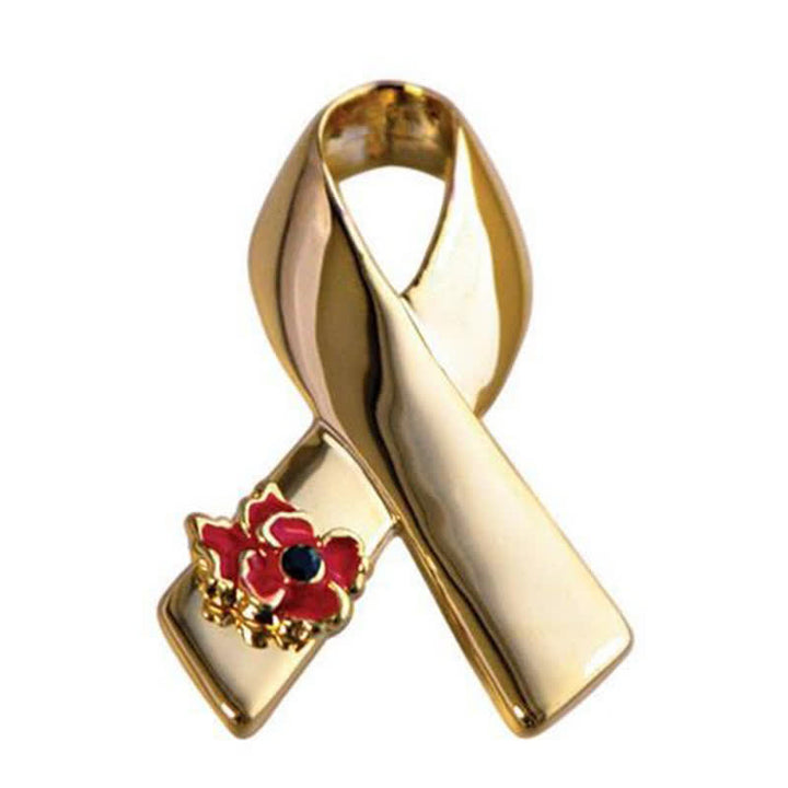 Broche unisex con forma de amapola con lazo para concienciar sobre enfermedades