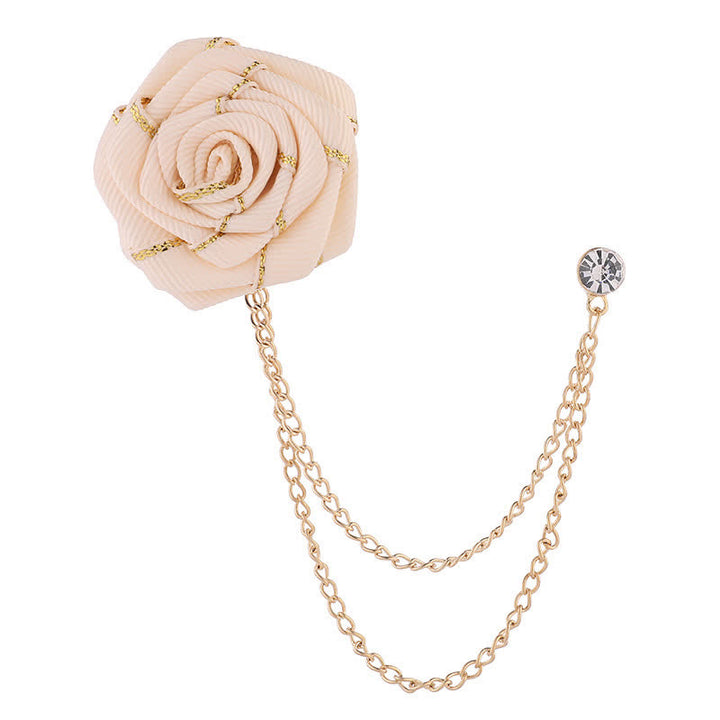Broche con cadena de rosas y flores para hombre