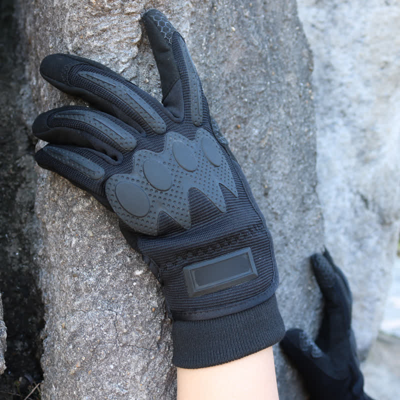 Guantes tácticos negros de dedos completos para actividades al aire libre y montañismo