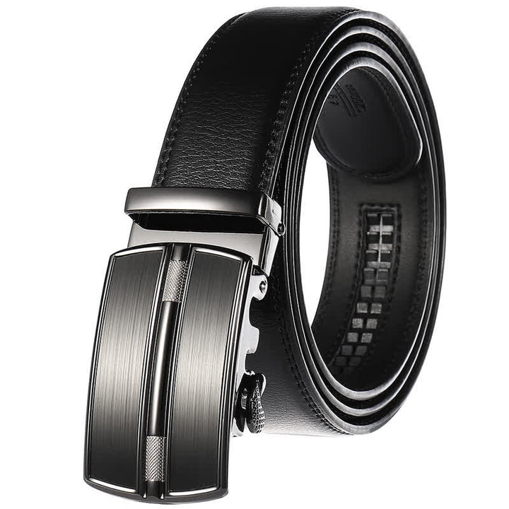 Cinturón de cuero con hebilla automática hueca simple para hombre