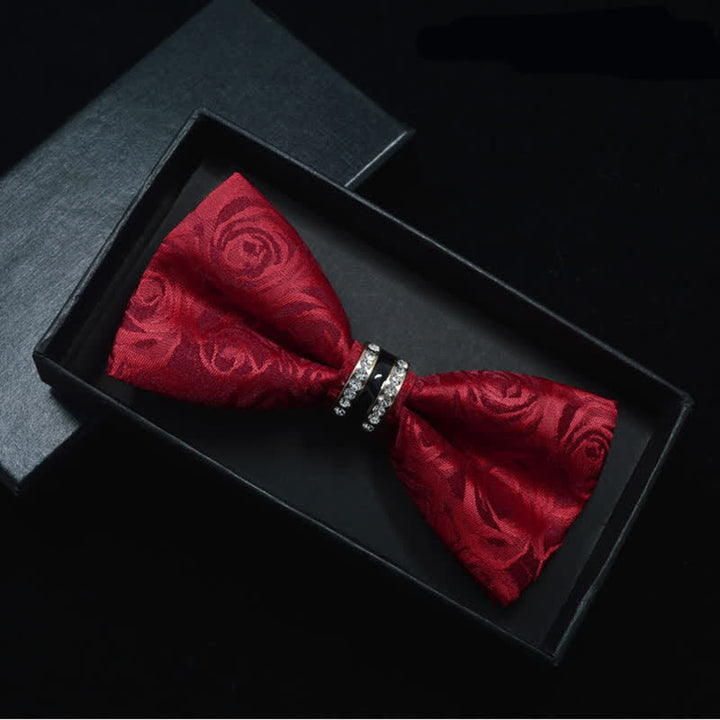 Pajarita con rayas y estampado floral de cachemira para hombre