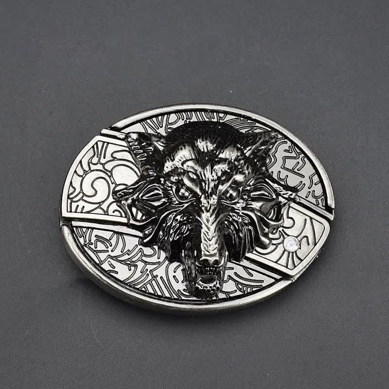 Cinturón de cuero de lobo feroz para hombre con navaja plegable