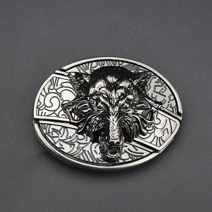 Cinturón de cuero de lobo feroz para hombre con navaja plegable