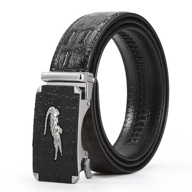 Cinturón de piel con hebilla en relieve de cocodrilo para hombre