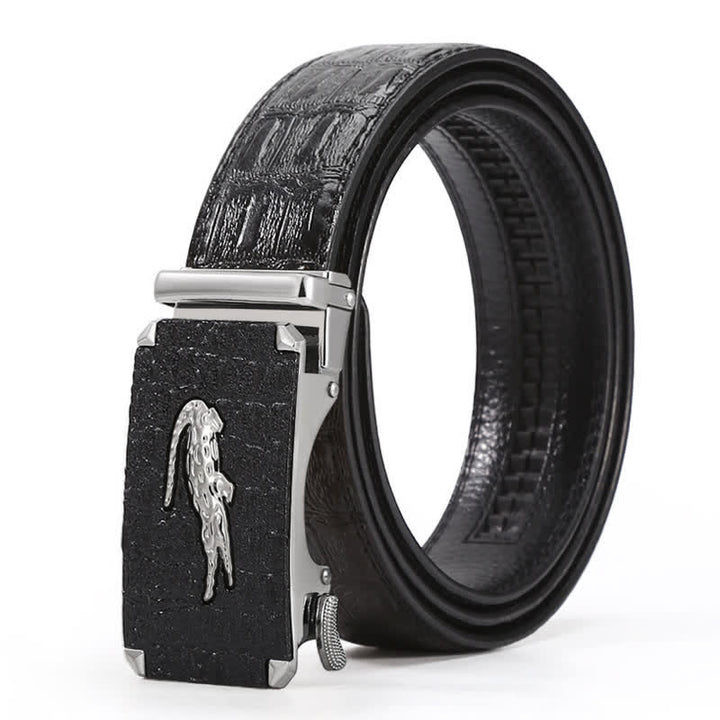 Cinturón de piel con hebilla en relieve de cocodrilo para hombre