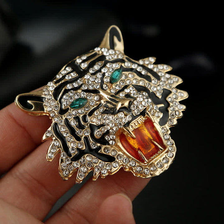 Broche retro con cabeza de tigre para hombre