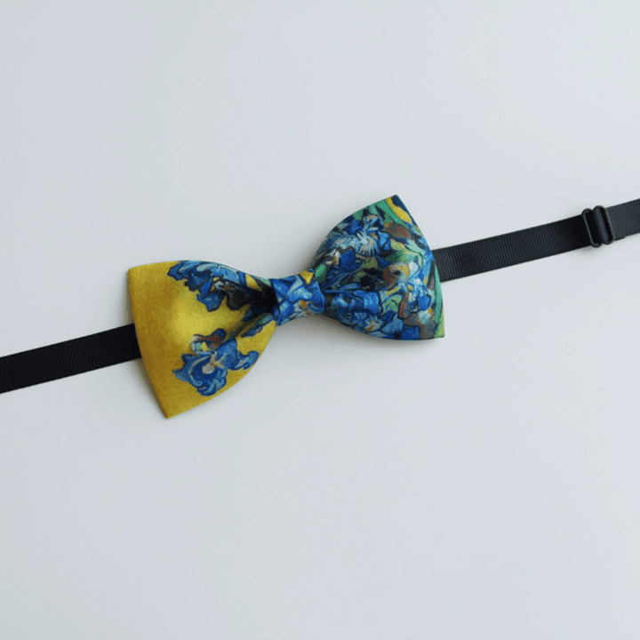 Pajarita con estampado creativo de aceite y iris amarillo para hombre