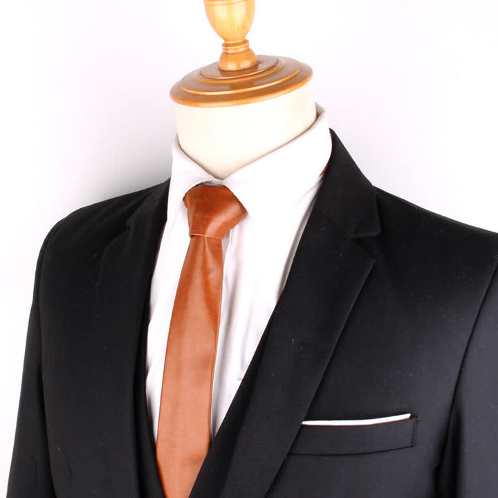 Corbata informal estrecha de cuero sintético para hombre