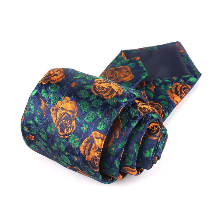 Corbata elegante para hombre con hojas y rosas