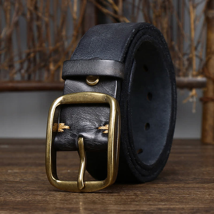 Cinturón elegante de cuero agrietado y desgastado para hombre