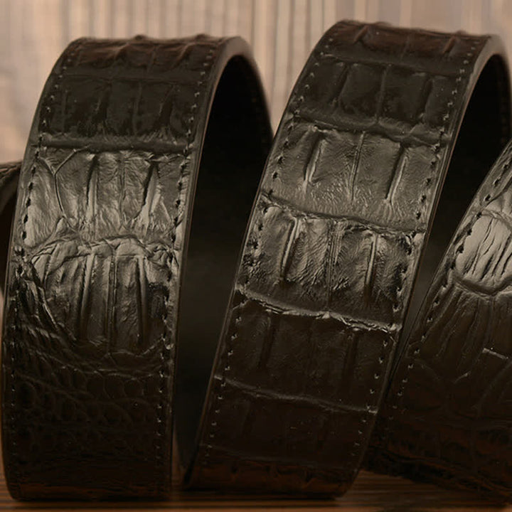 Cinturón de piel de cocodrilo con diseño de cobra rizada para hombre
