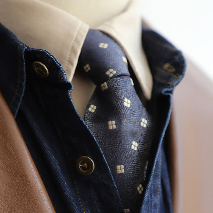 Corbata con cremallera bordada con motivo de jardín para hombre