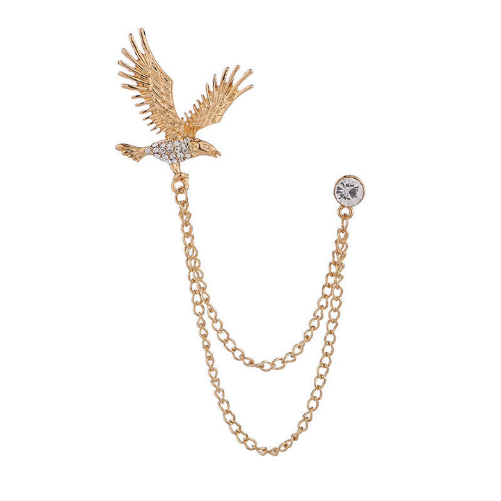 Broche de diamantes de imitación con águila en vuelo para hombre